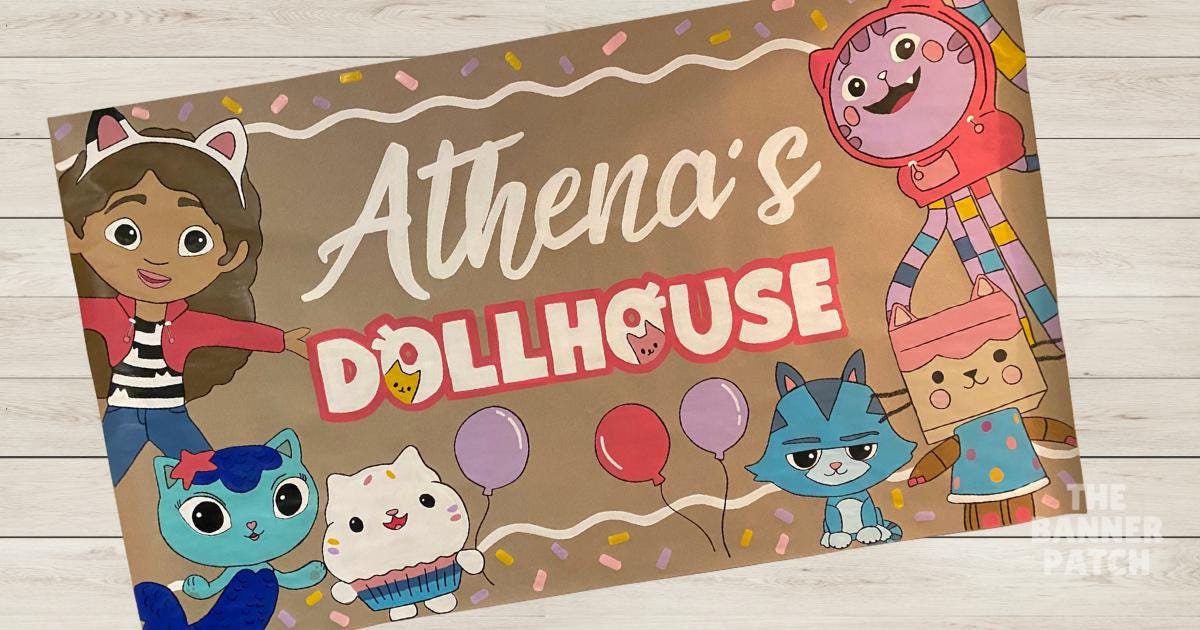 Hand-Painted Gabby's Dollhouse Birthday Banner