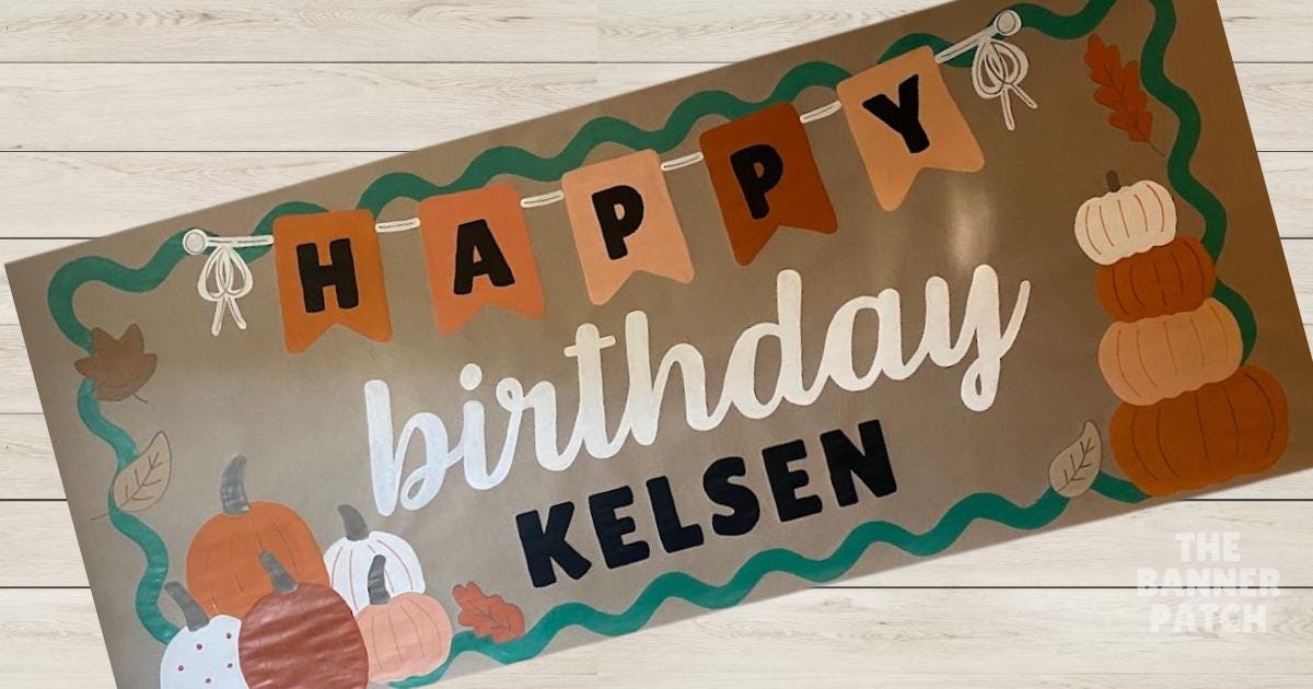 Custom Hand-Painted Fall Birthday Banner – Pumpkin Harvest, Baby Shower Party Decor