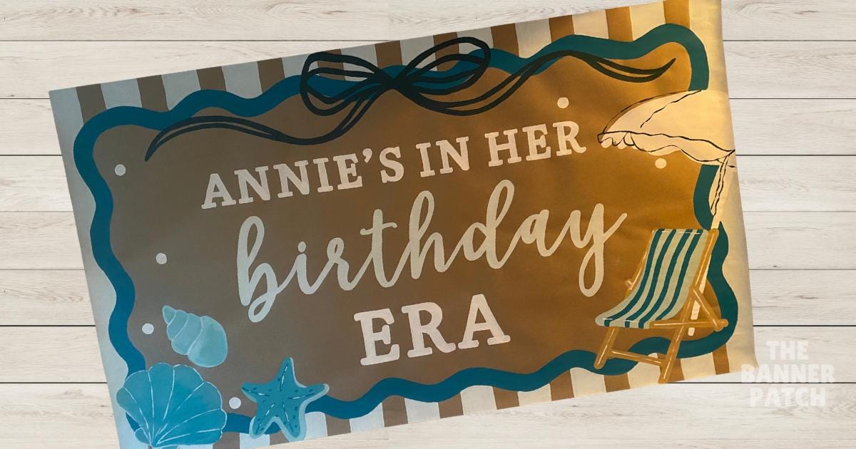 Costal Beach Birthday Painted Banner- Custom Summer I Turned Pretty, Birthday Era, Girls Trip