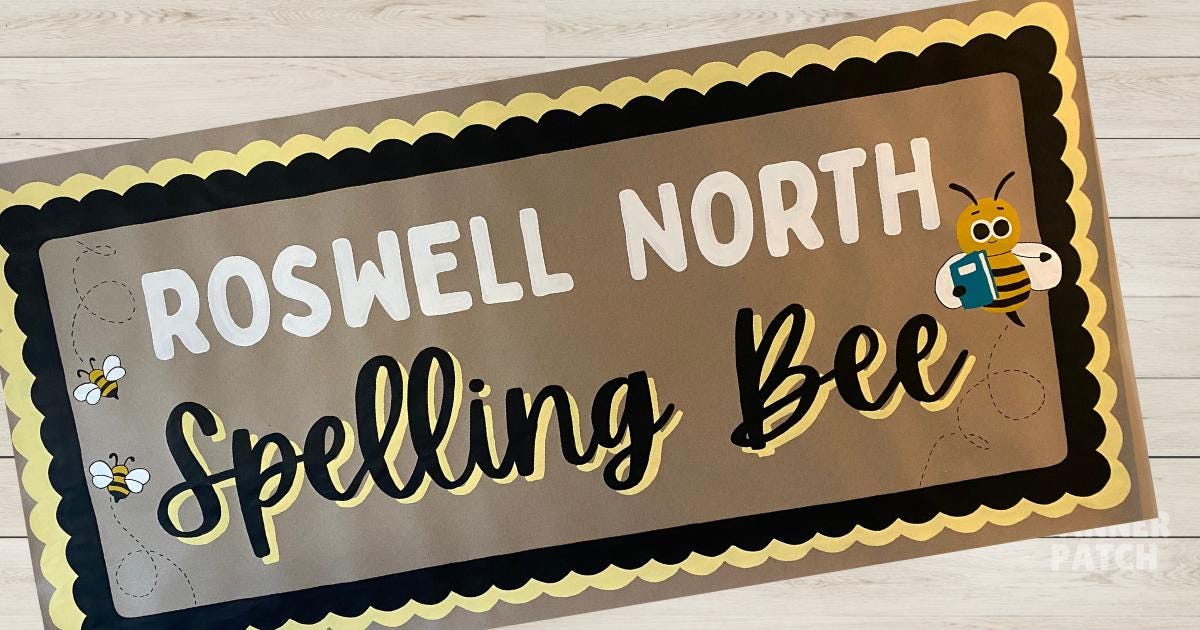 Hand Painted Bee Banner | Spelling Bee, Birthday or Baby Shower
