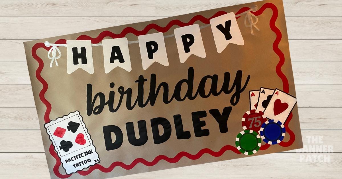 Poker Custom Banner | Hand Painted Casino, Game Night Party