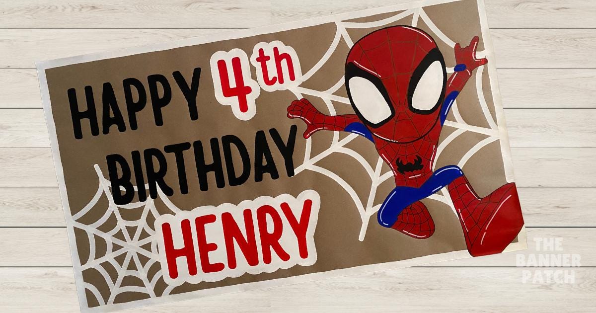 Spidey and Friends Inspired Birthday Banner | SpiderMan Inspired Party Decor | Hand-Painted Custom Banner