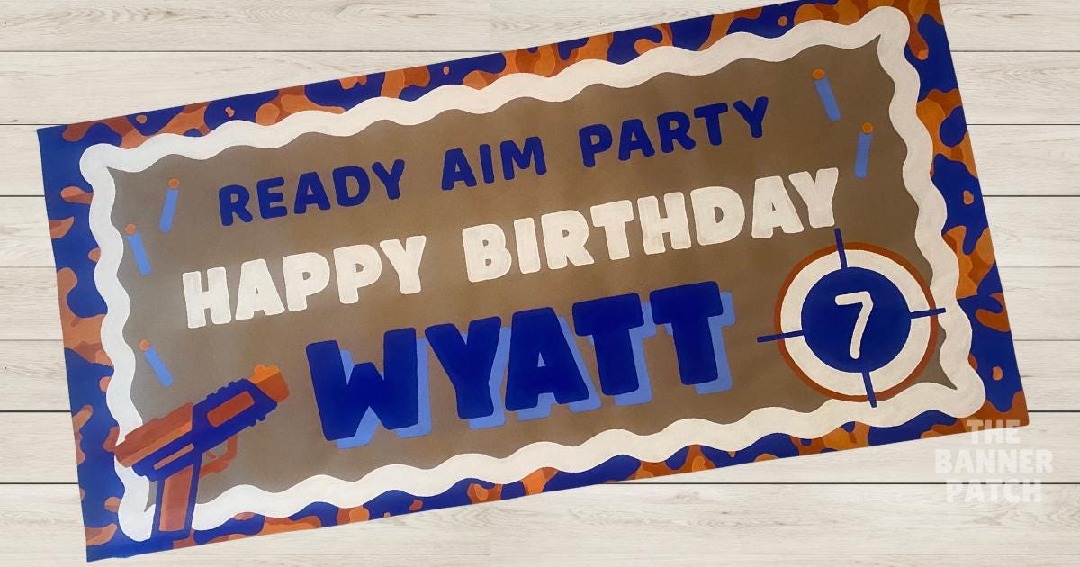 Camo Nerf Party Banner | Hand-Painted Nerf Gun Birthday Decor