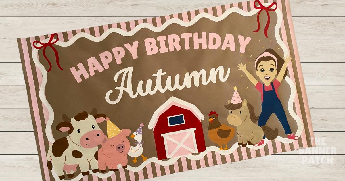 Hand Painted Ms. Rachel Inspired Birthday Banner