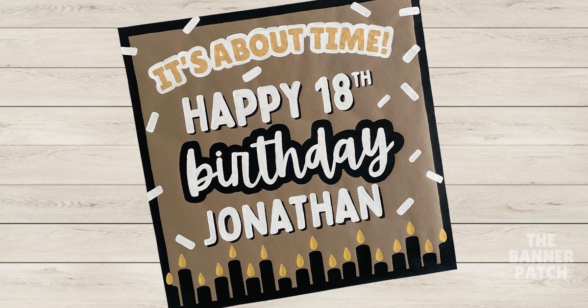 Black and Gold Custom Banner - Hand Painted Graduation, Birthday Anniversary