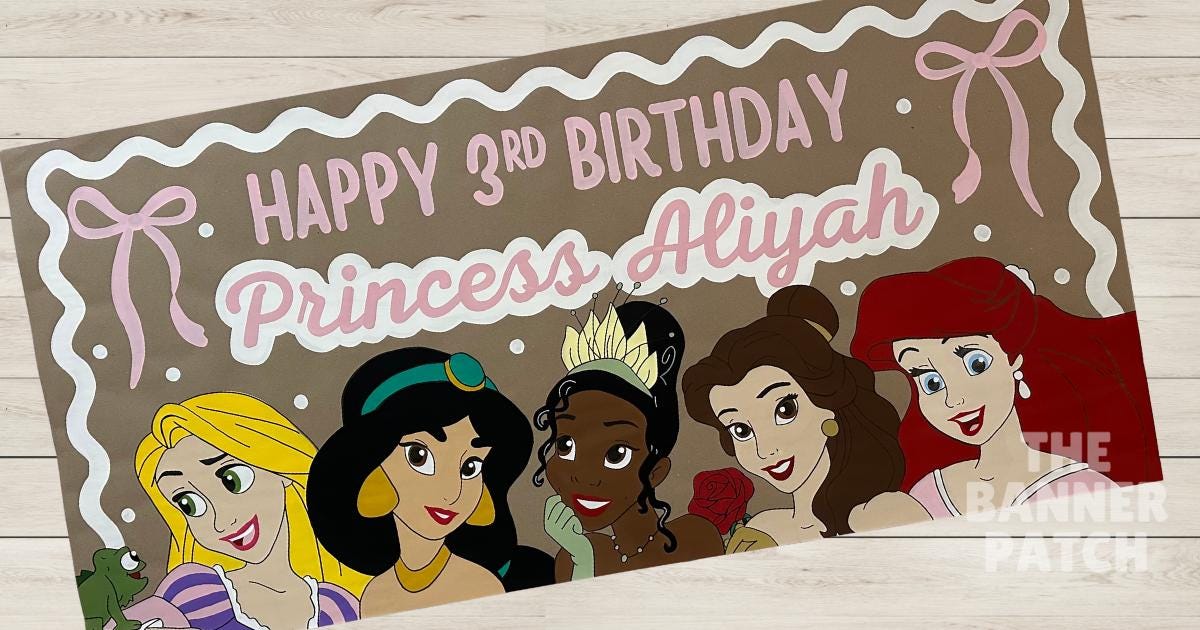 Custom Princess Birthday Banner - Choose your princess!