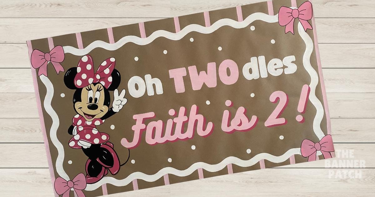 Oh Twodles Birthday Banner, Custom Minnie Mouse Inspired Birthday Decor