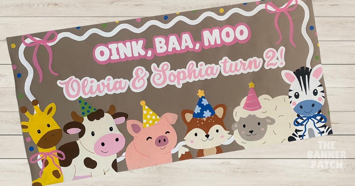Custom Party Animal Birthday Banner | choose your animals!