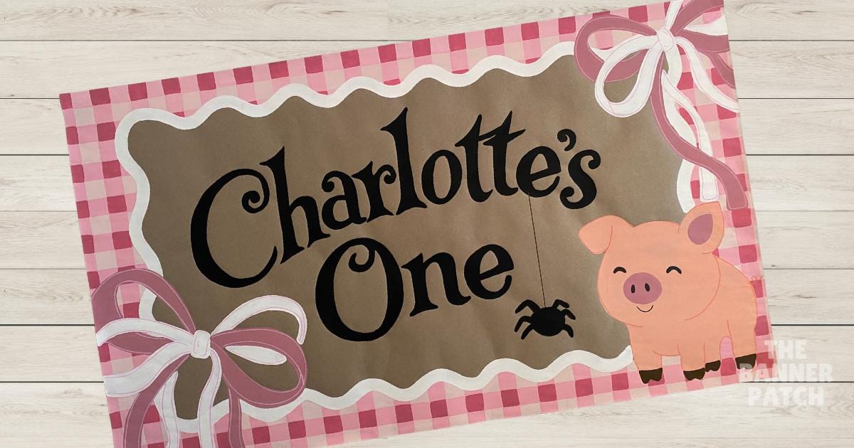 Hand Painted Charlotte's Web Banner, Custom Birthday, Baby Shower Decor