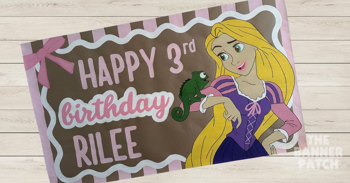 Custom Tangled Rapunzel Inspired Birthday Banner -Choose Any Princess!!