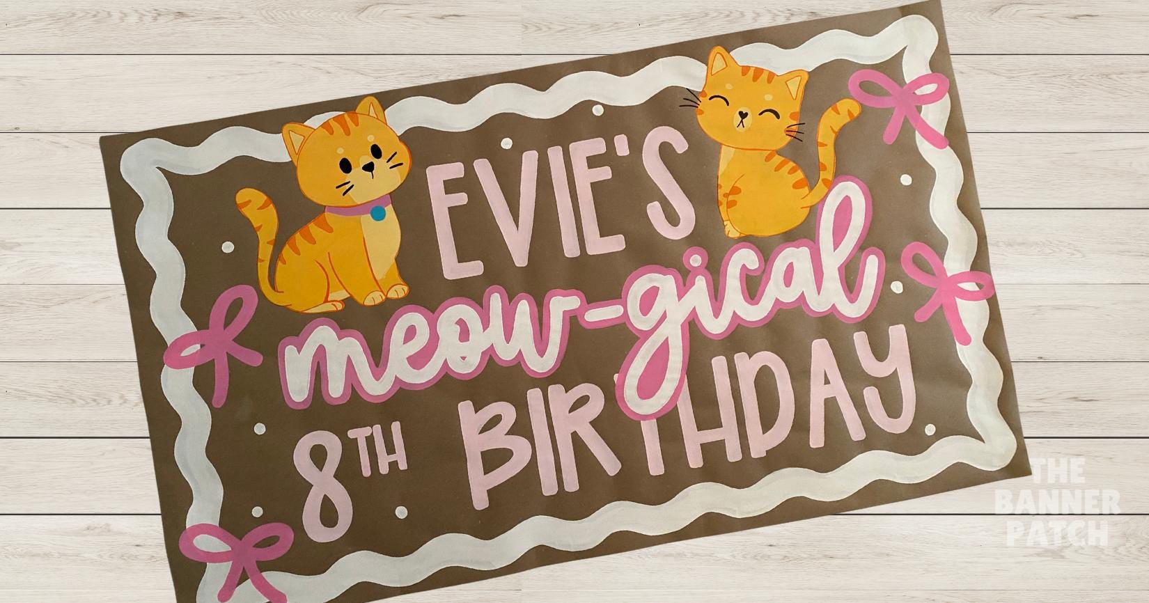Meow-gical Cat Birthday Banner | Hand-Painted Custom Kitty Cat Decor
