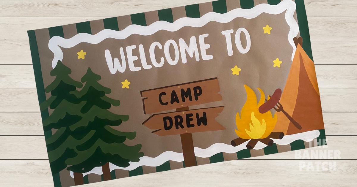 Camping Birthday Banner | One Happy Camper Party Decor