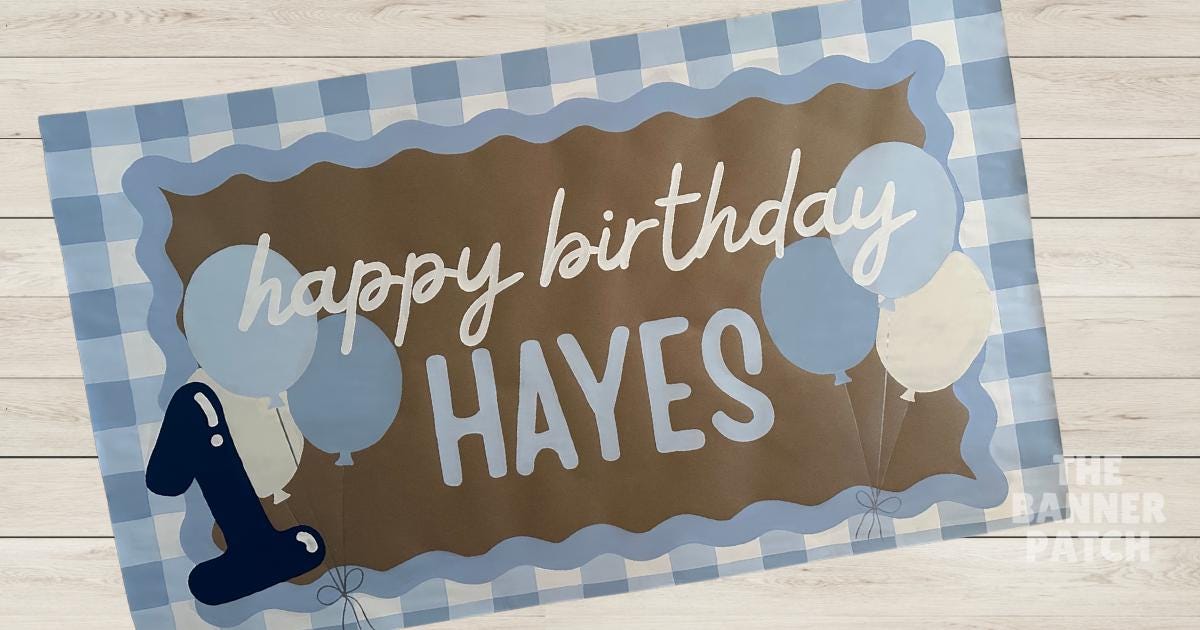 Classic First Birthday Painted Banner- Choose your Age and Colors!