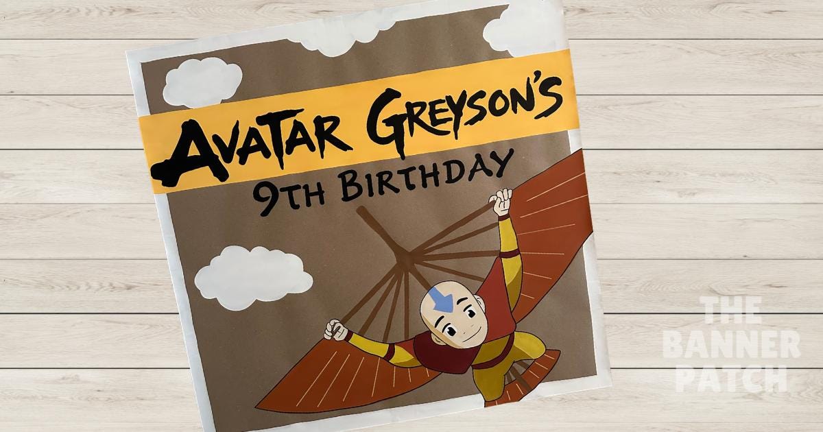 Custom Avatar Airbender Inspired Banner- Hand Painted