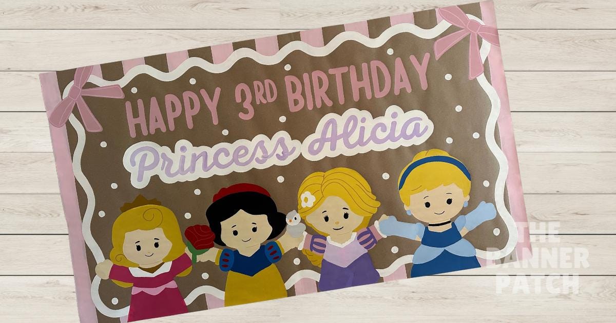 Custom Little People Toy Princess Inspired Birthday Banner - Choose your princess!