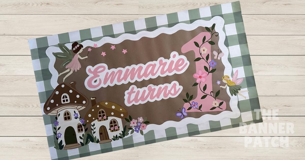 Fairy Garden Birthday Banner -Choose Any Age!!
