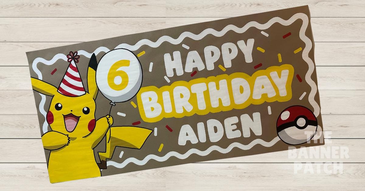 Custom Pikachu Inspired Pokémon Banner -Choose Any Age!!