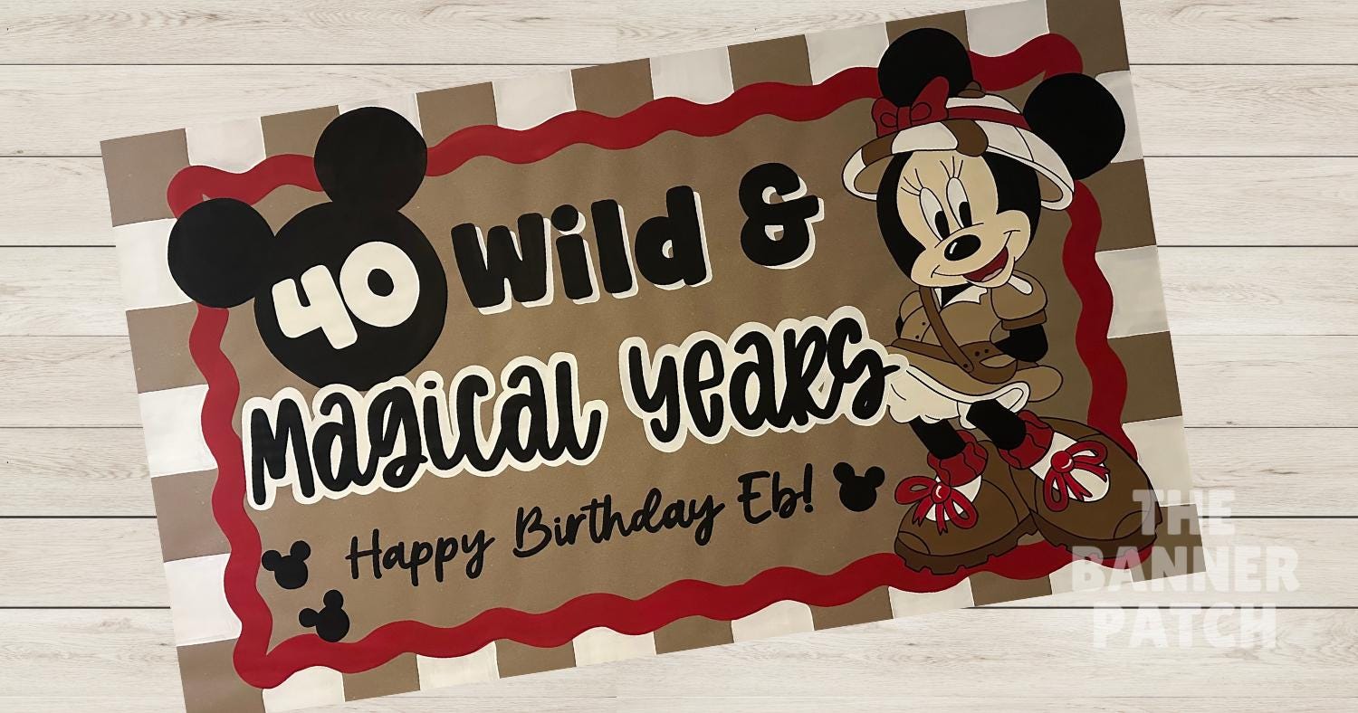 Custom Minnie Mouse Inspired Safari Birthday Banner - Choose your age!