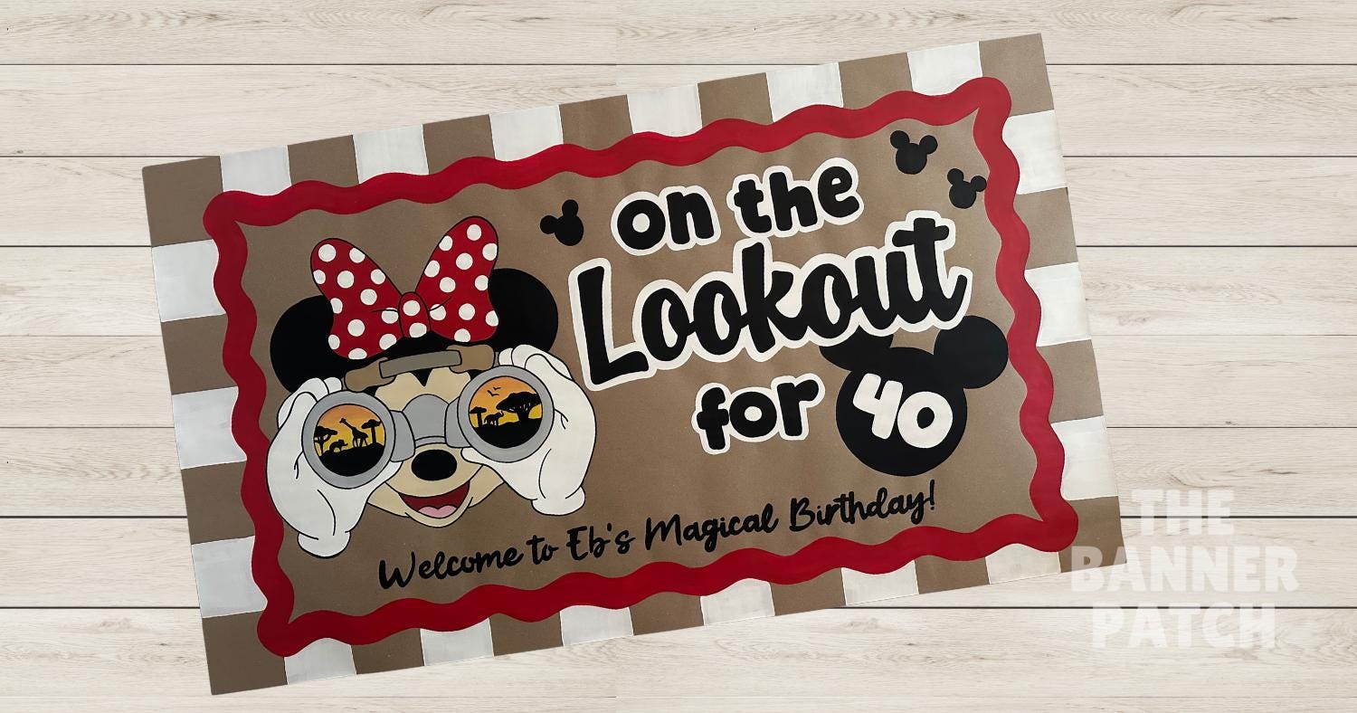Custom Minnie Mouse Inspired Safari Birthday Banner - Choose your age!